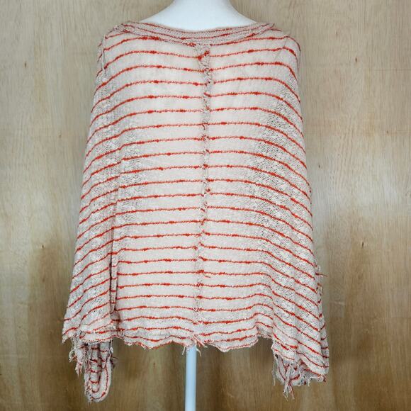 Free People We the Free Cotton Cream/Orange Striped Loose Knit Sweater Size XS - Picture 3 of 8